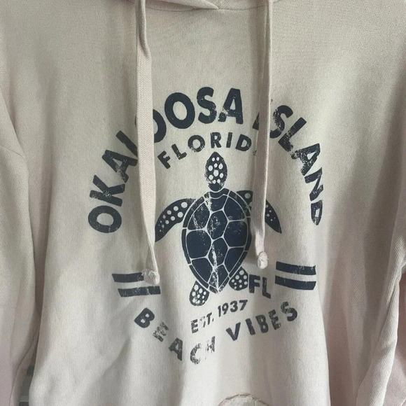 Okaloosa Island Florida Miami Style Cropped Hoodie Size Small - Picture 4 of 5